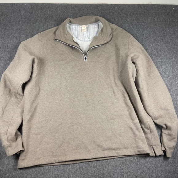 Sundance XXL Quarter Zip Pullover Sweater Beige Elbow Patch Lined Collar - Picture 2 of 9